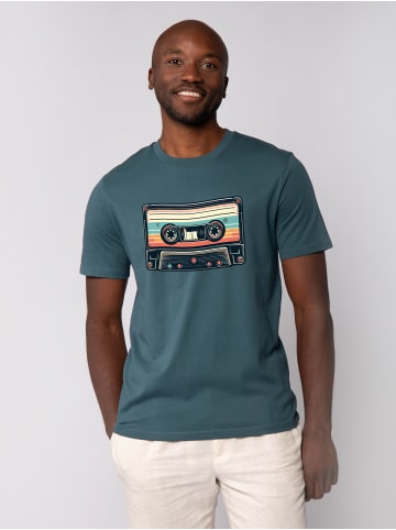 wat? Apparel T-Shirt Retro Kassette in Petrol