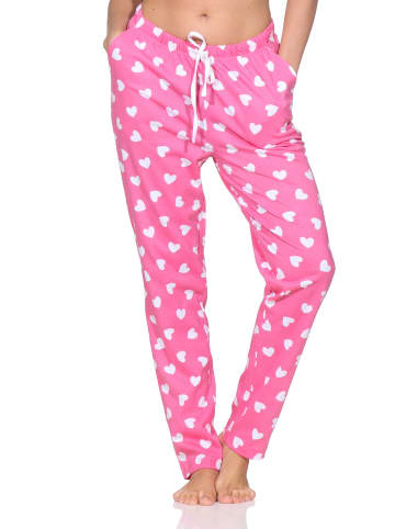 NORMANN Damen Pyjama Hose lang Mix & Match in pink