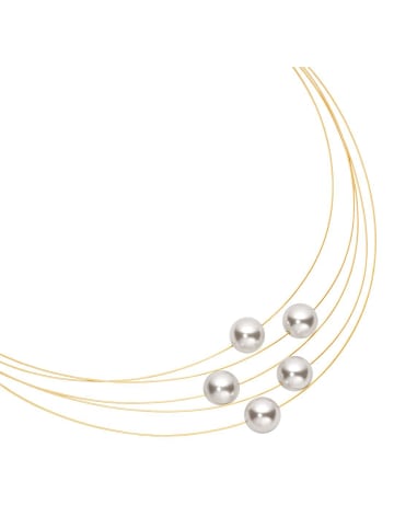 Steel_Art Edelstahlkette mit Perlen Florere goldfarben in goldfarben