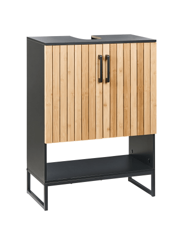 Beliani Badezimmerschrank MISCANTI in Braun/Schwarz - (W) 60 x (H) 80 x (L) 30 cm