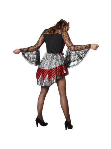 tectake Kurzkleid mit Knochenaufdruck und Totenkopf, schwarz/rot