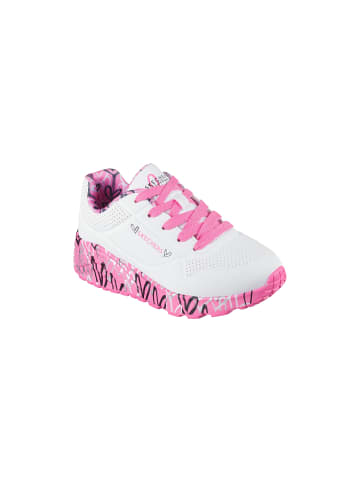 Skechers Uno Lite-Lovely Luv Low-Top-Sneaker mit Schnürung für Kinder Weiß