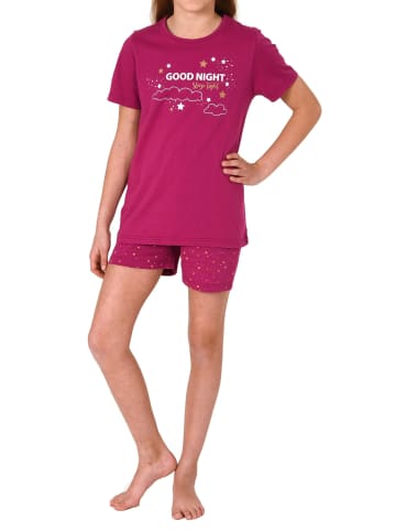 NORMANN Shorty Pyjama kurzarm SternchenDesign - 74259 in beere