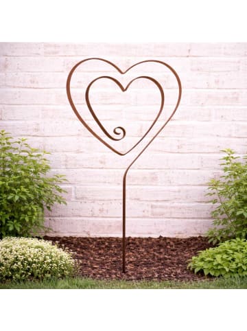 AltoBelli Gartenstecker AMORE Gartenstab HERZ Metall Echt Rost Patina 80 cm