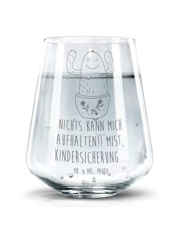 Mr. & Mrs. Panda Trinkglas Kaktus Happy mit Spruch in Transparent
