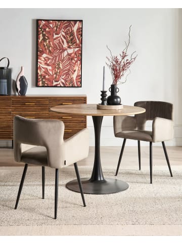 Beliani 2er-Set Esszimmerstuhl SANILAC in Beige/Schwarz