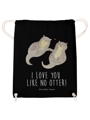 Mr. & Mrs. Panda rucksack beutel Otter Hände halten mit Spruch in Schwarz