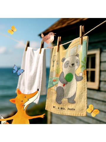 Mr. & Mrs. Panda Mini-Handtuch Panda Tischtennis Design ohne Spruch in Weiß