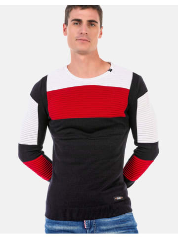 Cipo & Baxx Pullover in NAVYBLUE-RED