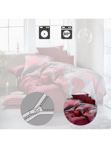 Erwin Müller Mako-Satin Wendebettwäsche in rot-grau