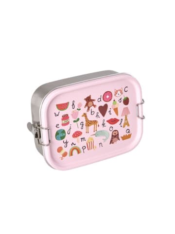Rice KLEINE Brotdose Edelstahl mit Trennwand ABC in pink