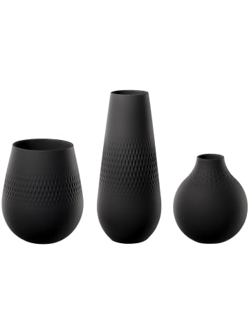 Villeroy & Boch 3er Set Vasen-Set Manufacture Collier schwarz in schwarz