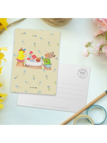 Mr. & Mrs. Panda Grußkarte Ostern Frühstück ohne Spruch in Blumig