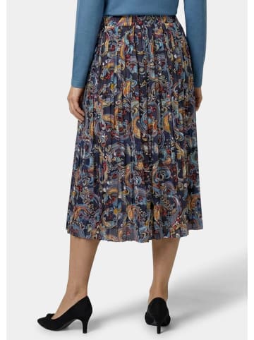 GOLDNER Plisseerock mit Paisley-Druck in marine / bunt / gemustert