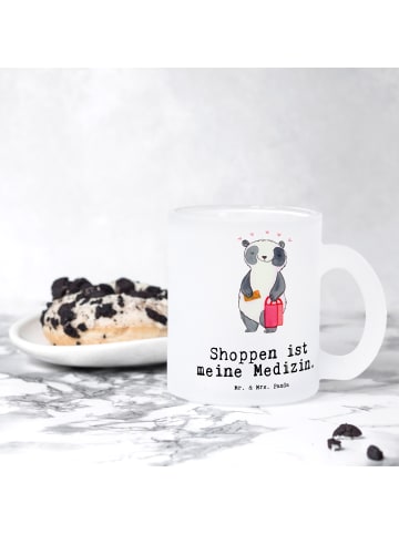 Mr. & Mrs. Panda Glas Panda Shopping mit Spruch in Transparent