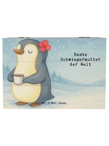 Mr. & Mrs. Panda Holzkiste Pinguin Beste Schwiegermutter der Wel... in Weiß