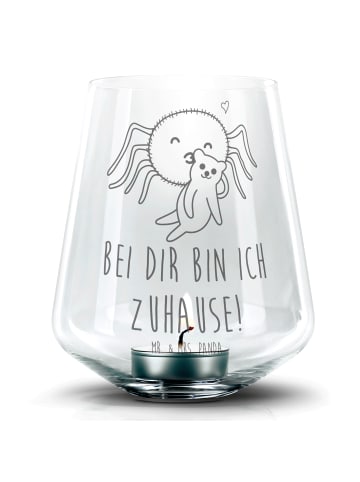 Mr. & Mrs. Panda Gravur Windlicht Spinne Agathe Teddy mit Spruch in Transparent