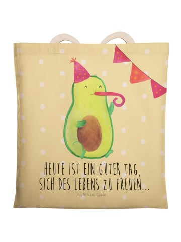 Mr. & Mrs. Panda Einkaufstasche Avocado Party mit Spruch in Gelb Pastell