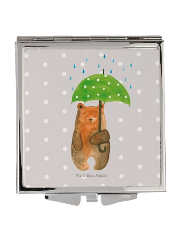 Mr. & Mrs. Panda Kosmetikspiegel Bär Regenschirm ohne Spruch in Grau Pastell