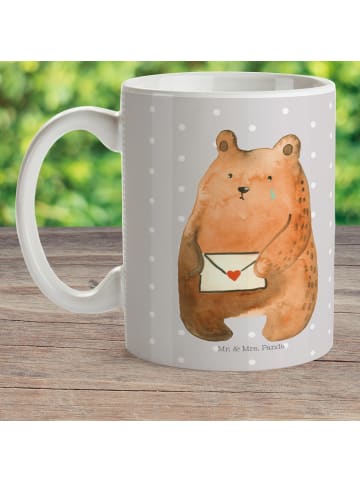 Mr. & Mrs. Panda Plastikbecher Bär Liebesbrief ohne Spruch in Grau Pastell