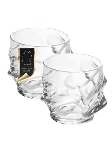 Intirilife Whiskey Kristallglas in 2x in Transparent "SCULPTURED"