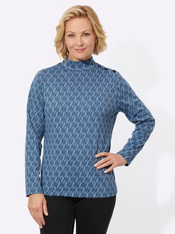 WITT WEIDEN Jacquard-Shirt in mittelblau-schwarz-gemustert