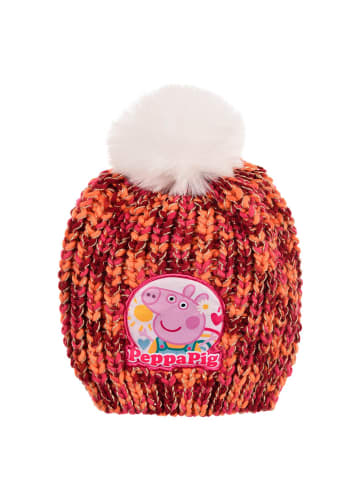 Peppa Pig Wintermütze mit Bommel Strick in Rot