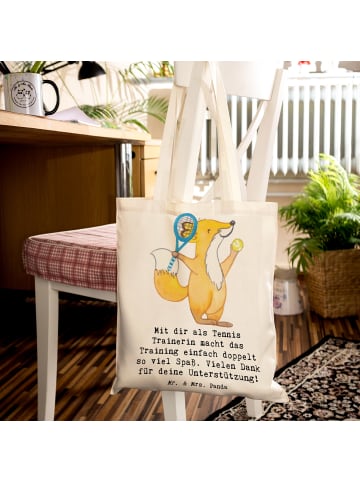 Mr. & Mrs. Panda Tragetasche Tennis Trainerin Spaß mit Spruch in Creme