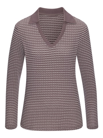 Vivance Langarm-Poloshirt in taupe-creme