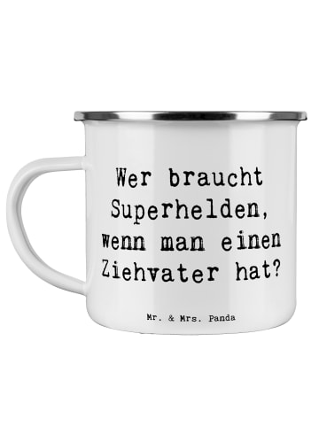 Mr. & Mrs. Panda Kaffeepott Spruch Ziehvater Held mit Spruch in Weiß