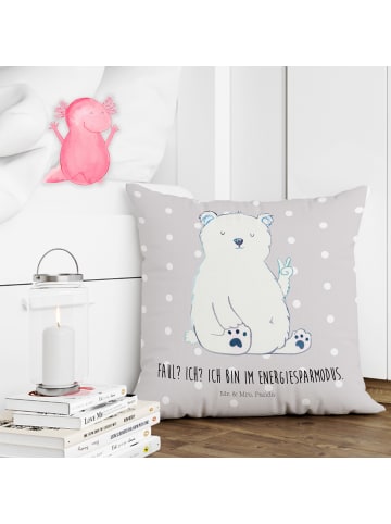 Mr. & Mrs. Panda Zierkissen Eisbär Faul mit Spruch in Grau Pastell