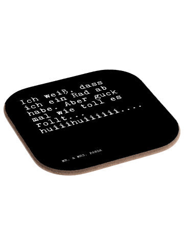 Mr. & Mrs. Panda Glasuntersetzer Ich weiß, dass ich... mit Spruch in Schwarz