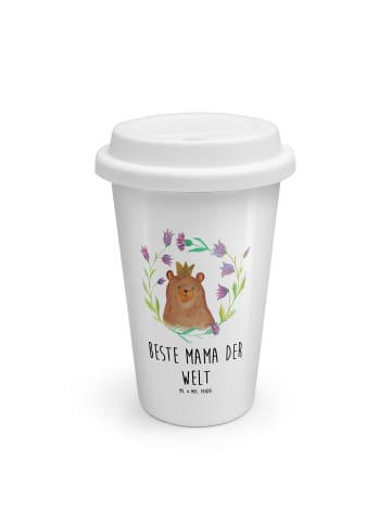 Mr. & Mrs. Panda Thermokaffeebecher Bär Königin mit Spruch in Weiß
