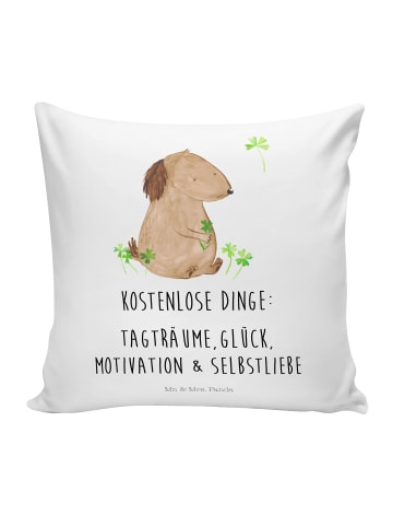 Mr. & Mrs. Panda zier kissen Hund Kleeblatt mit Spruch in Weiß