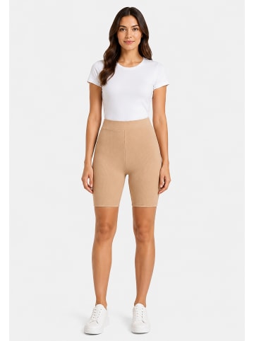 Sublevel Unifarbene Shorts 2er-Set Elastikbund Alltag in Beige-2