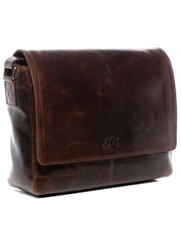 SID & VAIN Leder-Messenger Laptoptasche Leder Umhängetasche Unisex SPENCER in braun