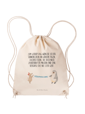Mr. & Mrs. Panda Stofftasche Maus Pinguin Geburtstag mit Spruch in Creme