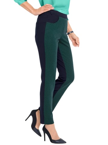 GOLDNER Hose Formstabile Jerseyhose in trendigem Materialmix in nachtblau / gemustert