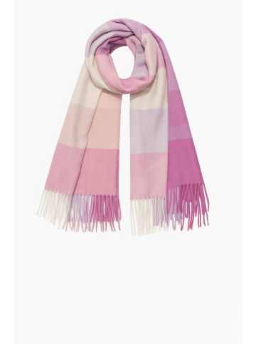 Faera Weicher Strickschal mit Fransen und geometrischem Muster in Pink