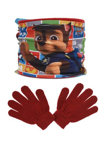Paw Patrol 2tlg. Set: Schal und Handschuhe Chase Marshall Rubble in Rot