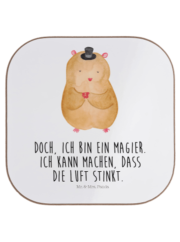 Mr. & Mrs. Panda Tassenuntersetzer Hamster Hut mit Spruch in Weiß