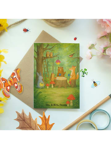 Mr. & Mrs. Panda babykarte Waldtiere Picknick Design ohne Spruch in Weiß