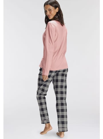 H.I.S Pyjama in rosa-schwarz