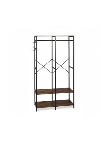 relaxdays Garderobe in Schwarz/ Braun - (B)94,5 x (H)180 x (T)40 cm