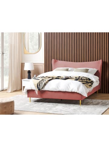 Beliani 2-tlg Doppelbett CHALEIX in Rosa/Gold