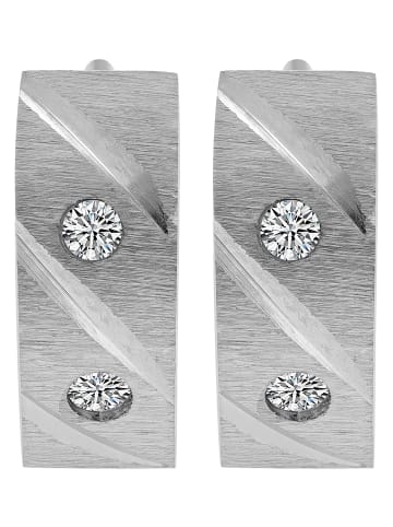 Adeliás Damen Ohrringe – Creole aus Edelstahl mit Strass Steinchen in silber