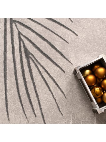 KADIMA DESIGN Teppich Kurzflor Blätter Wohnzimmer in Grau