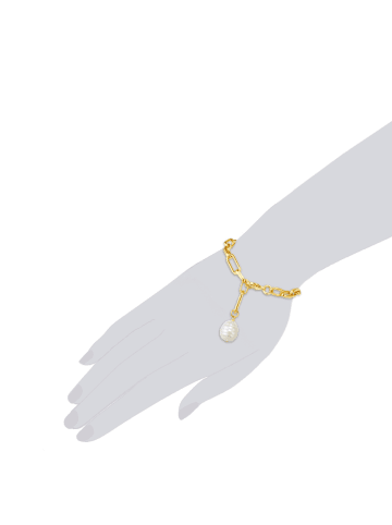 Lulu & Jane Perlen-Armband Metall-Legierung Muschelkernperle in gelbgold