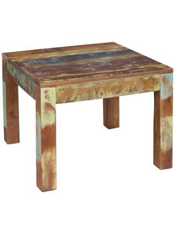 KADIMA DESIGN Couchtisch Massiv | 60x47x60cm, Shabby-Chic, Bootsholz, Quadratisch in Braun