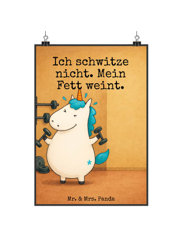 Mr. & Mrs. Panda wanddeko Einhorn Fitness Design mit Spruch in Weiß